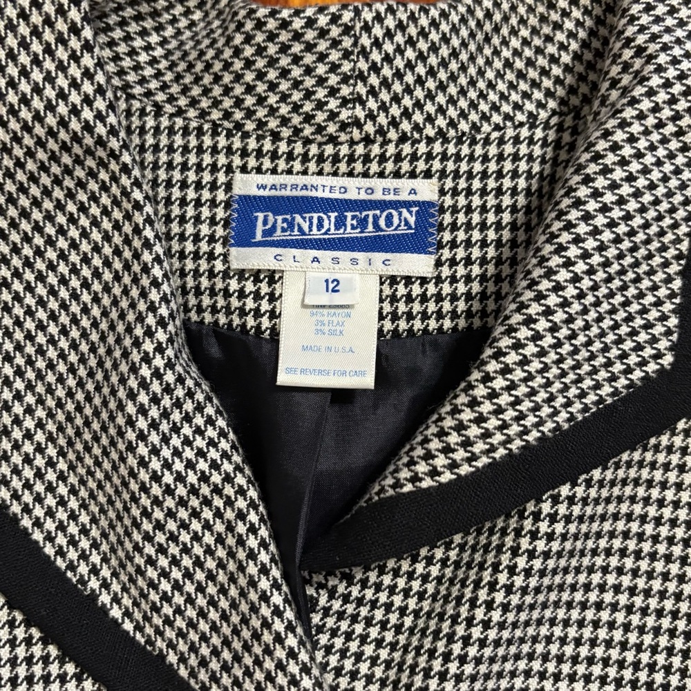 Vintage Pendleton Houndstooth Pattern Rayon Silk … - image 3